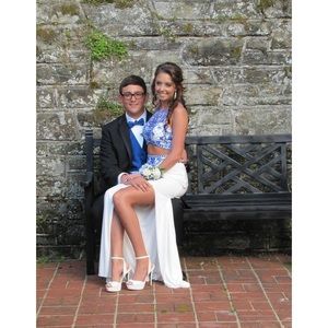 Blue and White Prom Dress